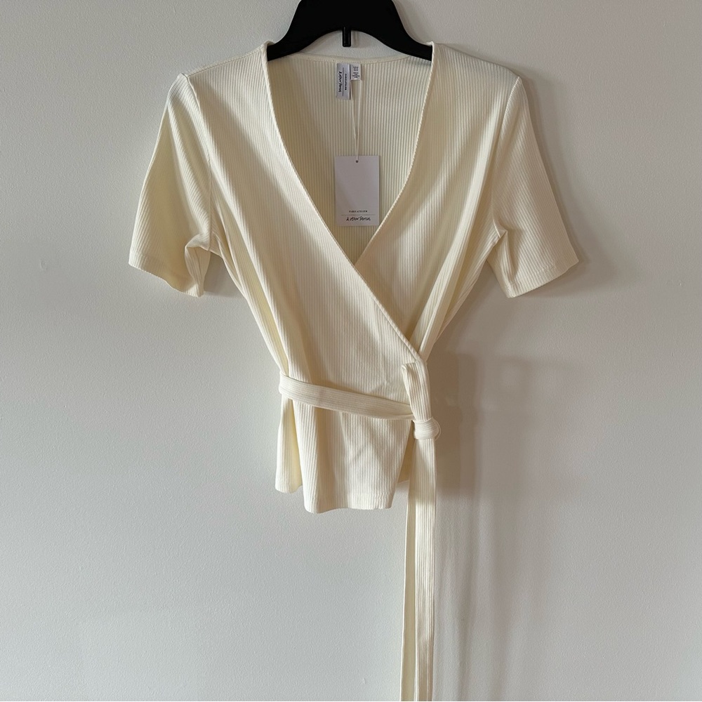 New & Other Stories Cream Wrap Top